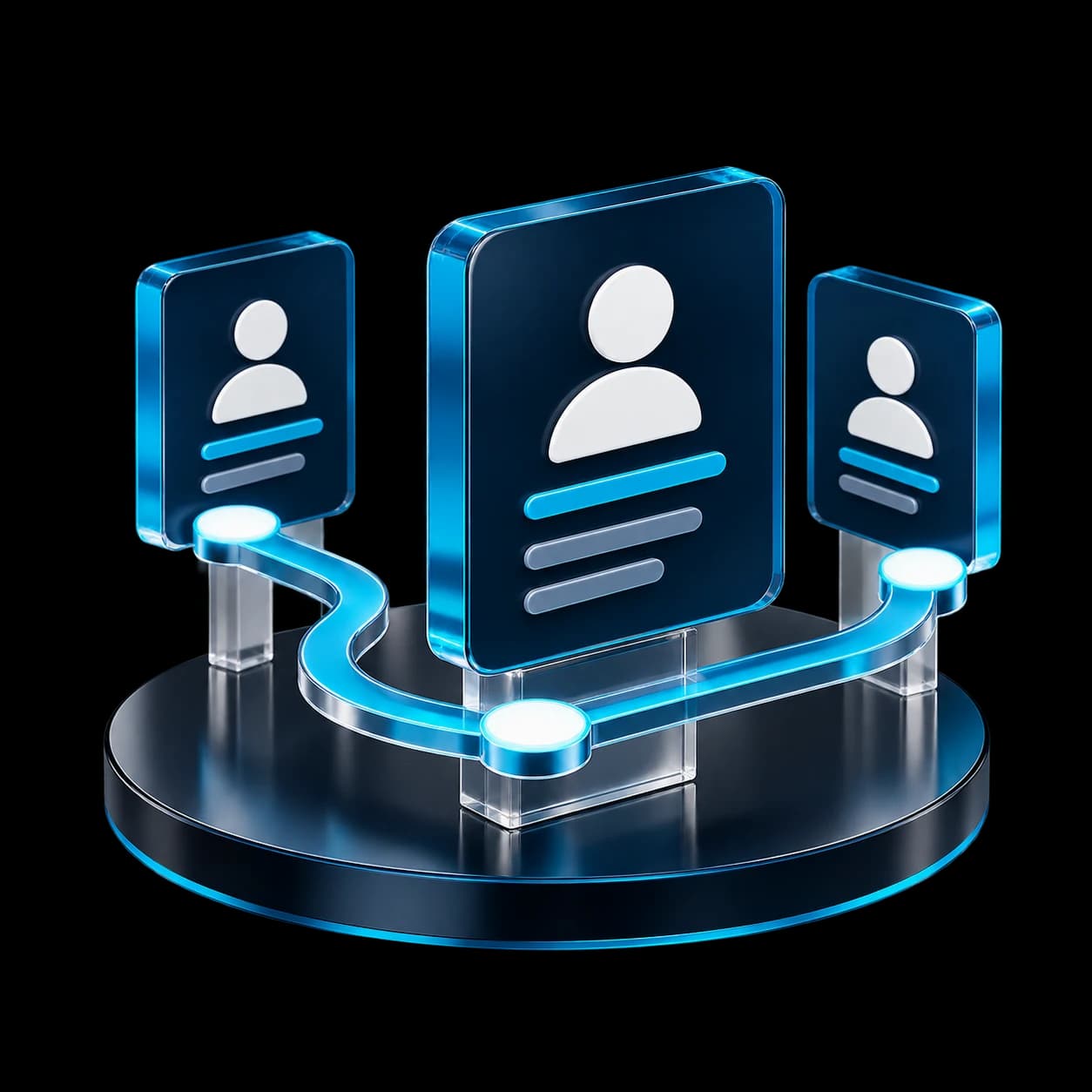 Parcours de suivi client relié autour d’un profil central