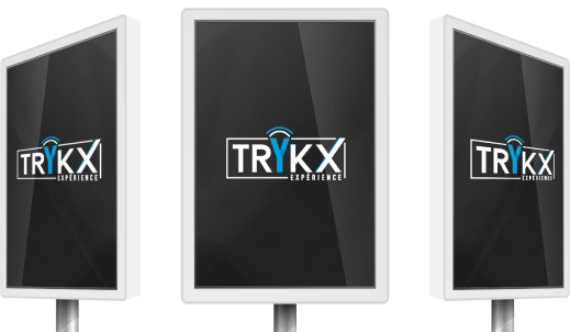 3 bornes interactifs avec le logo de Trykx Expérience