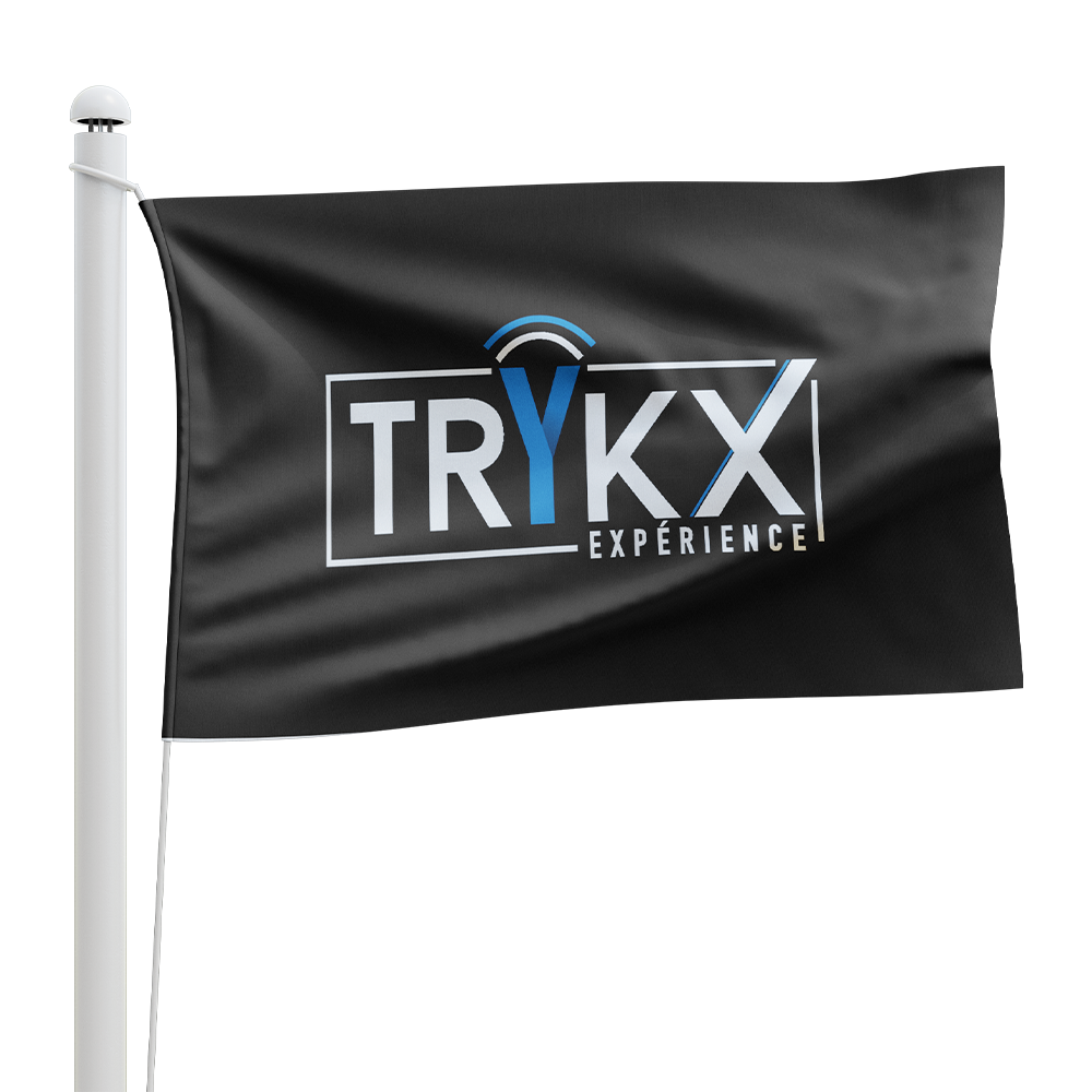 Drapeau noir avec logo Trykx